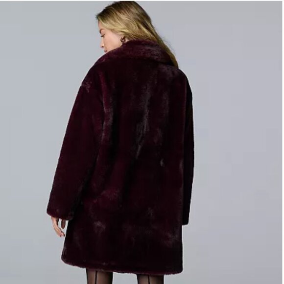 Christian Siriano New York Deep Purple Faux Fur Coat Size L - Picture 6 of 10